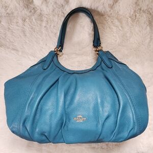 Coach Lily Shoulder Bag Refined Teal Pebbled Leather